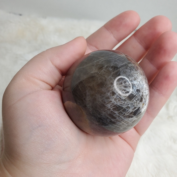 Flashy Black Moonstone Sphere - Picture 8 of 13